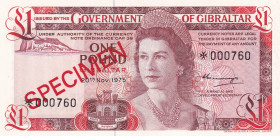 Gibraltar, 1 Pound, 1975, UNC, p20as, SPECIMEN
Estimate: USD 30-60