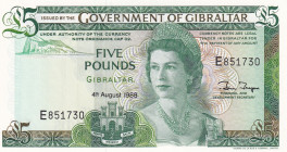 Gibraltar, 5 Pounds, 1988, UNC, p21b
Estimate: USD 20-40