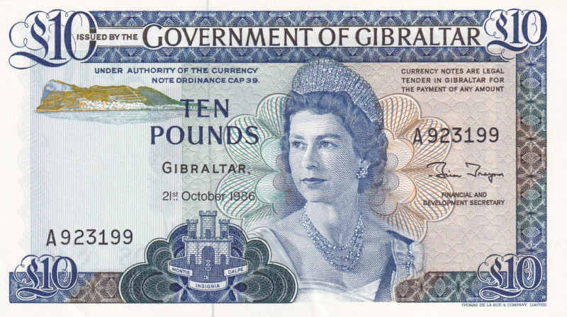 Gibraltar, 10 Pounds, 1986, UNC, p22b
Estimate: USD 50-100