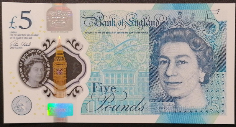 Great Britain, 5 Pounds, 2015, UNC, P394
Estimate: USD 10-20