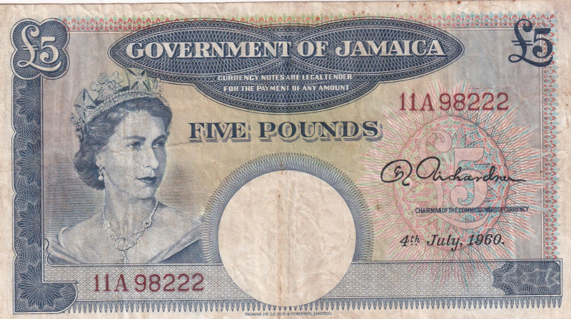 Jamaica, 5 Pounds, 1960, VF(+), p48b
Estimate: USD 1500-3000