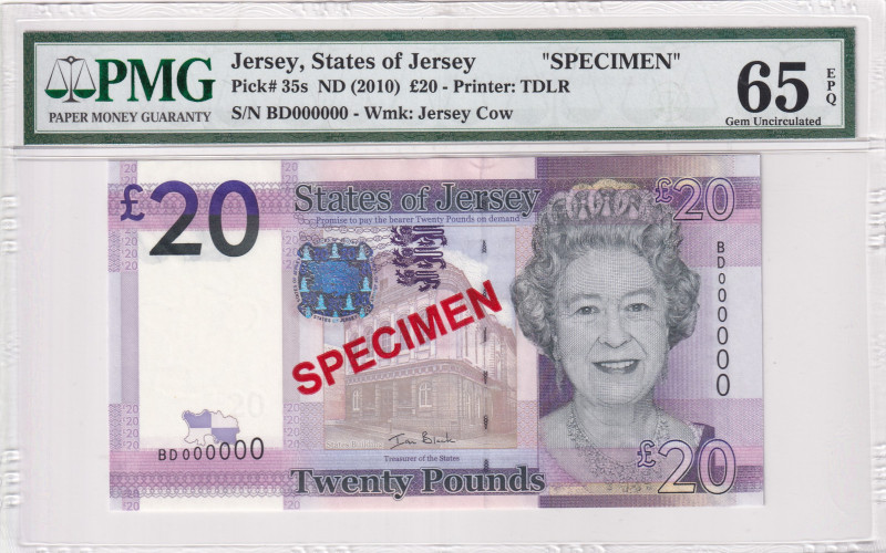 Jersey, 20 Pounds, 2010, UNC, p35s, SPECIMEN
Estimate: USD 40-80