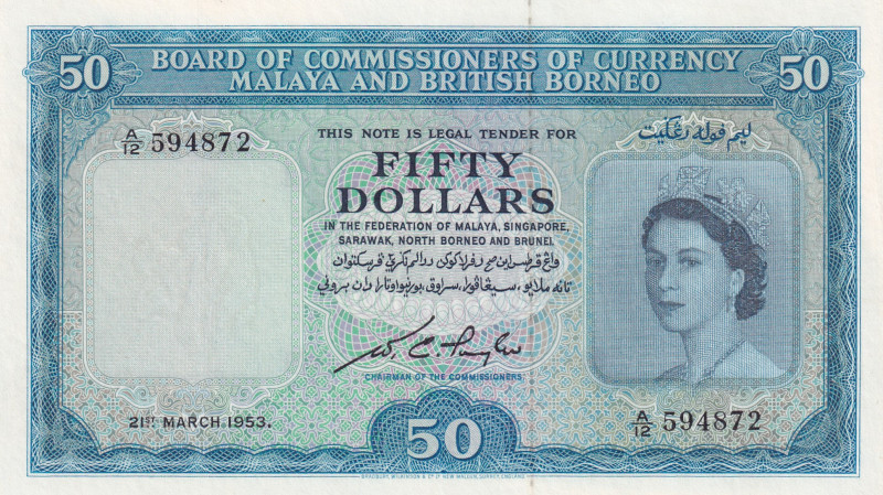 Malaya and British Borneo, 50 Dollars, 1953, AUNC, p4b
Estimate: USD 1000-2000