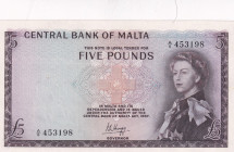 Malta, 5 Pounds, 1967, AUNC, p30a
Estimate: USD 450-900