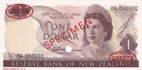 New Zealand, 1 Dollar, 1967, UNC, p163as, SPECIMEN
Estimate: USD 300-600