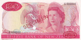 New Zealand, 100 Dollars, 1968, UNC, p168as, SPECIMEN
Estimate: USD 1500-300