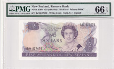 New Zealand, 2 Dollars, 1985/89, UNC, p170b
Estimate: USD 25-50