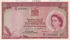 Rhodesia & Nyasaland, 10 Shilings, 1956, AUNC, p20s, SPECIMEN
Estimate: USD 1200-2400