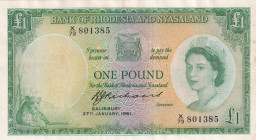 Rhodesia & Nyasaland, 1 Pound, 1961, AUNC, p21b
Estimate: USD 400-800