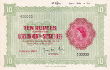 Seychelles, 10 Rupees, 1960, AUNC, p12bs, SPECIMEN
Estimate: USD 1500-300