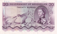 Seychelles, 20 Rupees, 1968, AUNC, p16a, REPLACEMENT
Estimate: USD 600-1200