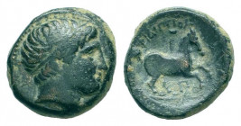 KINGS of MACEDON.Philip II.Circa 359-336 BC.Uncertain Macedonian mint. Diademed head of Apollo left / ΦIΛIΠΠOY, young male rider on horse left, uncert...