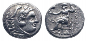 KINGS of MACEDON. Alexander III.The Great.336-323 BC.Abydus mint. AR Drachm. Head of Herakles right, wearing lion's skin / AΛEΞANΔPOY, Zeus Aetophoros...