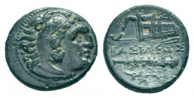 KINGS of MACEDON. Alexander III. 336-323 BC. Uncertain mint in western Asia.AE Bronze.Head of Herakles right, wearing lion's skin headdress / BAΣIΛEΩΣ...