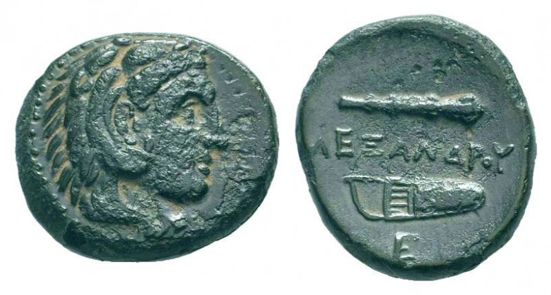 KINGS of MACEDON.Alexander III.The Great.336-323 BC.Uncertain mint.AE Bronze.Hea...