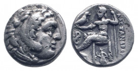 KINGS of MACEDON.Philip III. 323-317 BC. Lampsakos mint.AR Drachm. Head of Herakles right, wearing lion skin / AΛEΞANΔPOY, Zeus seated left on throne,...