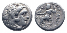 KINGS of MACEDON.Antigonos I Monophthalmos 320-301 BC.In the name and types of Alexander III.Kolophon mint. AR Drachm. Head of Herakles right, wearing...