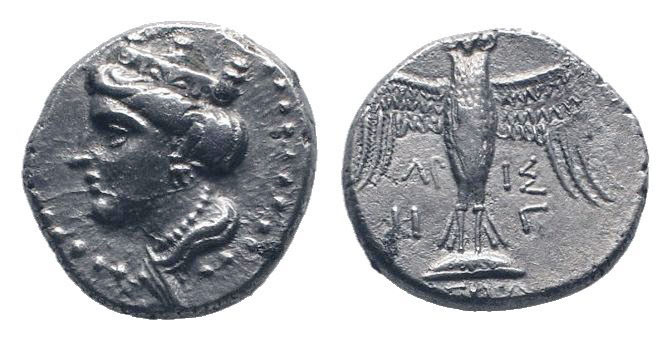 PONTUS. Amisos. IV Century BC. AR Drachm. Head of Hera wearing stephanos / ΑΡ- Ι...