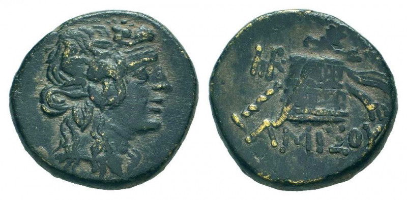 PONTUS.Amisos. Under Mithradates VI Eupator. Circa 85-65 BC.AE Bronze. Head of M...