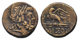 PONTUS.Amisos.Mithradates VI.Circa 85-65 BC.Civic Issue.AE Bronze.Laureate head of Zeus right / AMIΣOY, eagle standing left on thunderbolt, wings open...
