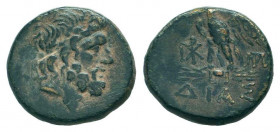 BITHYNIA. Dia.Circa 85-65 BC.AE Bronze.Laureate head of Zeus right / ΔΙΑΣ, Eagle standing left on thunderbolt, head right; monograms to left and right...