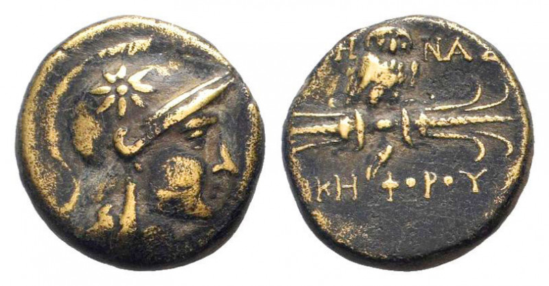 MYSIA.Pergamon.133-30 BC.ae Bronze.Helmeted head of Athena right, star on helmet...