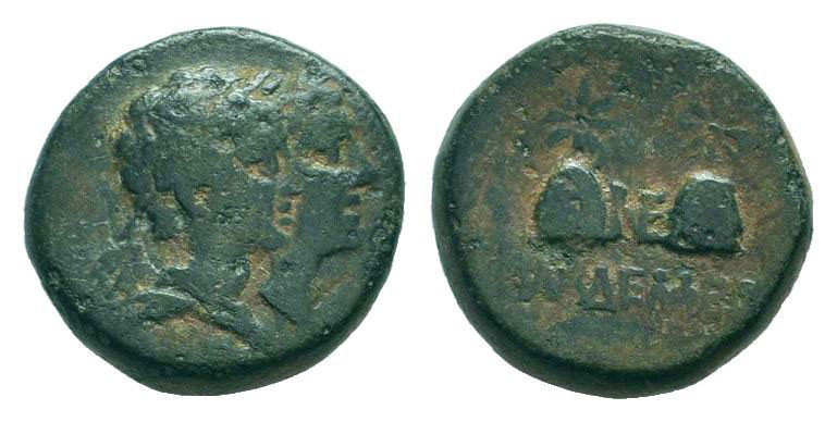 LYDIA. Philadelphia.2nd-1st Centuries BC.AE Bronze. Jugate laureate heads of the...