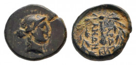 LYDIA. Sardes. Circa 133 BC-AD 14.AE Bronze. Laureate head of Apollo to right / ΣAPΔIA NΩN, Club; all within wreath. BMC 18. SNG Copenhagen 470-482.Go...