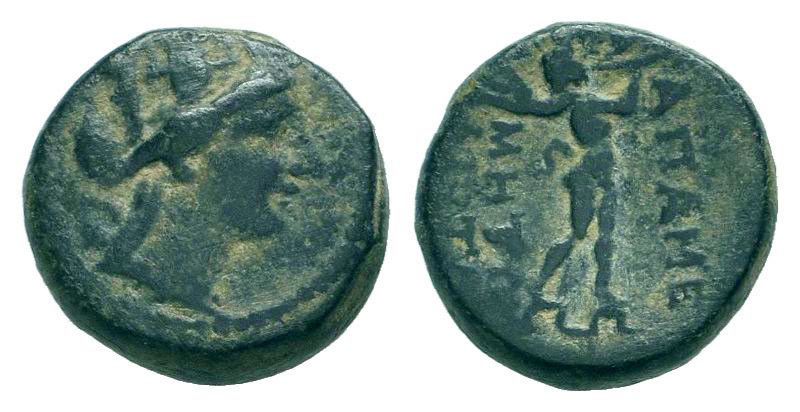 PHRYGIA.Apamea.Circa 88-40 BC.AE Bronze.Turreted head of Artemis right, bow and ...