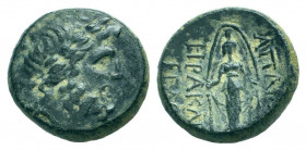 PHRYGIA. Apameia. Circa 133-48 BC. AE Bronze. Laureate head of Zeus right / KEΛAIN ΛEONT in two lines to left, Cult statue of Artemis Anaïtis facing. ...
