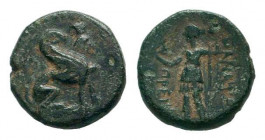 PAMPHYLIA.Perge.Circa 2nd-1st Century BC.AE Bronze. Sphinx seated right / ИANAΨAΣ ΠPEIIAΣ, Artemis standing left, holding wreath and sceptre. SNG Fran...