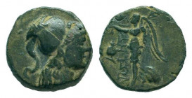 PAMPHYLIA.Side.Circa 200-36 BC.AE Bronze.Helmeted head of Athena right / ΣΙΔΗΤΩΝ, Nike advancing left, holding wreath; in left field, pomegranate. SNG...