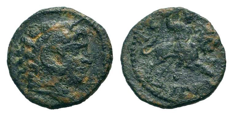 CILICIA.Isaura.Circa 200-210 AD.AE Bronze. Head of Herakles to right, wearing li...