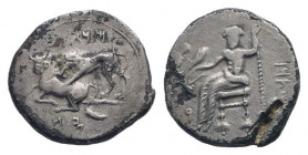 CILICIA.Tarsus. Mazaios. Satrap of Cilicia.AR Stater.361-334 BC.Baaltars seated left, holding eagle, grain ear, bunch of grapes and scepter; in left f...
