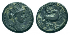 SYRIA.Seleucis and Pieria.Antioch. Pseudo-autonomous. Time of Nero.55-56 AD.AE Bronze. ANTIOXEΩN, veiled, turreted, draped bust of city goddess right ...