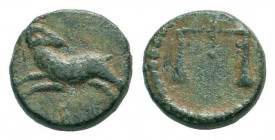 EGYPT.Nactanebo II.359 – 340 AD.AE Bronze. Ram leaping left, head right / Scales; pellet in central field. Butcher 11; Weiser 1.Very fine. 

Weight : ...