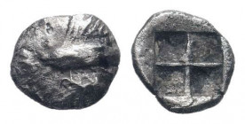 MYSIA.Cyzicus.Circa 450-400 BC.AR Obol. Forepart of boar left, tunny behind / Head of lion left. SNG France 369-70; SNG Aulock 7331;SNG Kayhan 54.Fine...