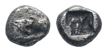 KINGS of LYDIA. Kroisos.Circa 560-546 BC.AR 1/12 Stater. Sardes mint. On the lef...