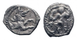 CILICIA.Tarsus. Mazaios.361-334 BC. AR Obol. Forepart of wolf to right / Zeus-Baal seated left, holding Nike and sceptre; before, bunch of grapes.SNG ...