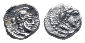 CILICIA.Tarsus. Datames, Satrap of Cilicia and Cappadocia. 384-362 BC. AR Obol. Diademed head of female right / Helmeted head of male right. Casabonne...