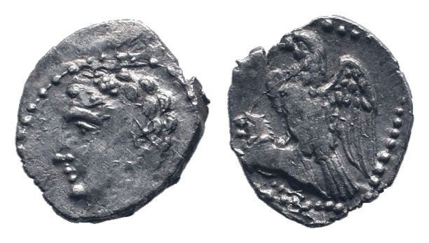 CILICIA.Uncertain. Circa 4th Century BC. AR Obol. Wreathed head of Triptolemos l...