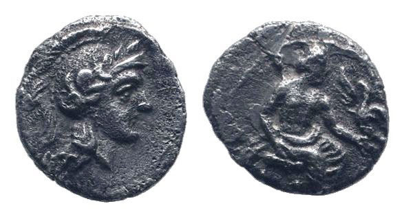 CILICIA.Uncertain mint.Circa 400-300 BC.AR Obol. Helmeted head of Athena right /...