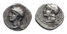 CILICIA.Uncertain.4th Century BC.AR Obol. Helmeted head of Athena left / Diademed female head left. Göktürk -; SNG France -; SNG Levante -; SNG von Au...