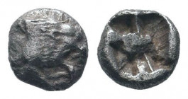 ASIA MINOR. Uncertain. 4th century BC.AR Obol.Incuse of lion head / incuse square.Very fine.

Weight : 0.4 gr

Diameter : 8 mm