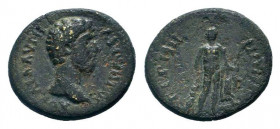 MYSIA.Germe. Lucius Verus.139-161 AD.AE Bronze.ΑV ΚΑΙ Λ ΑVΡΗΛΙ ΟVΗΡΟϹ, Bare head of Lucius Verus to right / ΓEPMHNΩN, Herakles standing facing, head t...