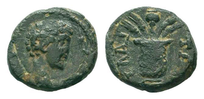 AIOLIS.Elaia. Lucius Verus AD 147-161. AE Bronze.ΛΟVΚΙΟϹ ΚΑΙϹΑΡ, bare head of Lu...