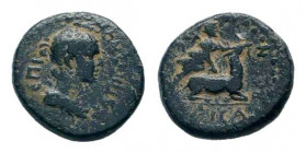 LYDIA. Hierocaesarea. Pseudo-autonomous.Circa 1st Century AD.AE Bronze. Draped bust of Artemis right, bow and quiver over shoulder / IEPOKAICAPEΩN, Ar...