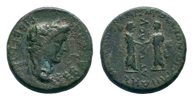 LYDIA.Hypaepa.Tiberius.14-37 AD. AE Bronze.ΤΙΒΕΡΙΟΝ ΣΕΒΑΣΤΟΝ, laureate head of T...