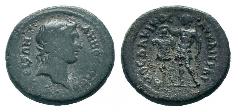 LYDIA.Tripolis.Trajan.98-117 AD. AE Bronze.ΔΗΜΟϹ ΤΡΙΠΟΛΕΙΤΩΝ, bare head of Demos...