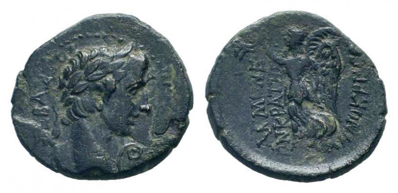 PHRYGIA. Acmonea. Augustus.27 BC-14 AD. AE Bronze. ΣΕΒΑΣΤΟΣ, Laureate head right...